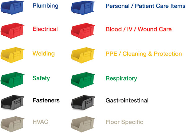 color coding storage bins