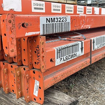 92" x 3 1/2" Used Teardrop Pallet Rack Beam- New Style