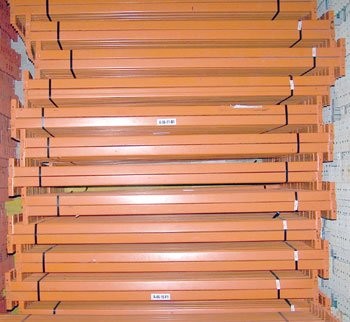 96" x 3" Used Teardrop Pallet Rack Beam- Old Style
