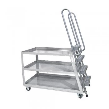 Hi-Duty Stock-Picking Ladder Trucks - Aluminum - 28x52” Bottom Shelf Hi-Duty Stock-Picking Ladder Trucks - Aluminum - 28x52” Bottom Shelf