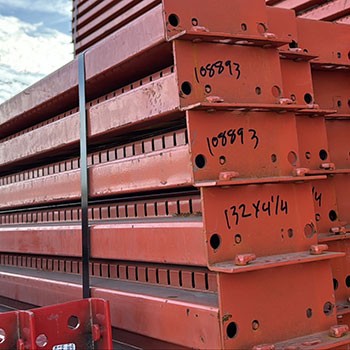 132" x 4 1/4" Used Teardrop Pallet Rack Beam- New Style
