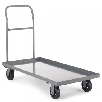 32"Lx18"W Deck Platform Trucks with Lip Edge - Solid Deck Platform - Mold-on Rubber Wheels