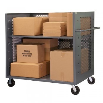 48"Wx30"Dx57"H 3-Sided Mesh Stock Truck - 2 Shelves