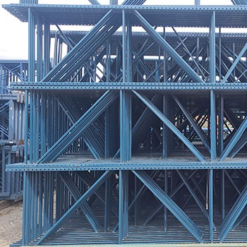 42” x 216” Used Teardrop Pallet Rack Upright- Old Style 42” x 216” Used Teardrop Pallet Rack Upright- Old Style