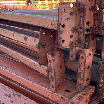 51" x 3" Used Teardrop Pallet Rack Beam- Old Style