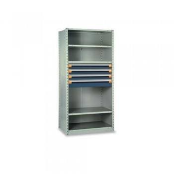 36"Wx18"Dx75"H Shelving with Modular Drawers - Starter Unit - Avalanche blue