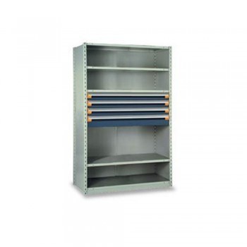 48"Wx24"Dx75"H Shelving with Modular Drawers - Starter Unit - Avalanche blue