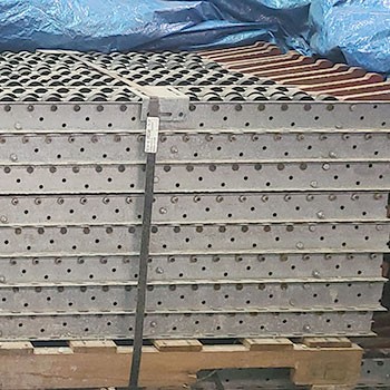 98"L x 2 1/4"W x 2 1/2"H Used Pallet Flow Rail with Stop