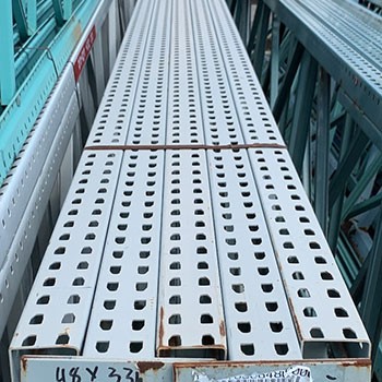 48" x 336" Used Teardrop Pallet Rack Upright- New Style