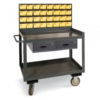 36x24x54-1/4" Mobile Workstation - With Louvered Panel and Bins