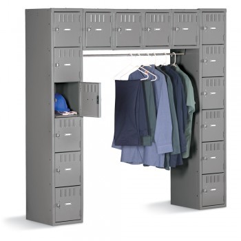 12x18x12" Openings - 16-Person Locker System - Partially Assembled - Medium gray