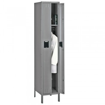 7-1/2 x15x72" Openings - Duplex Two-Person Locker - With 6"H Legs - Medium Gray