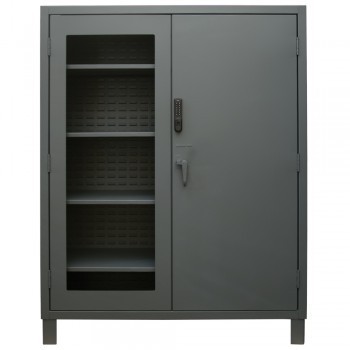 60"x24"x78" Access Control Cabinet- 1 Solid/1 Clear-View Door