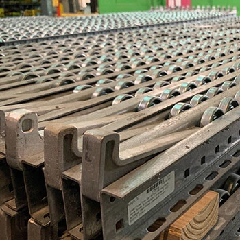 99"L x 2 7/8"W x 2 5/8"H Used Pallet Flow Rail with Stops