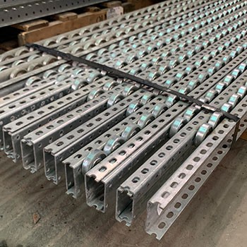 98"L x 2 3/4"W x 3"H Used Pallet Flow Rail with No Stop
