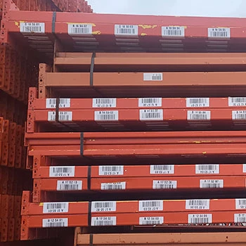 119 1/4" x 3" Used Teardrop Pallet Rack Beam- New Style