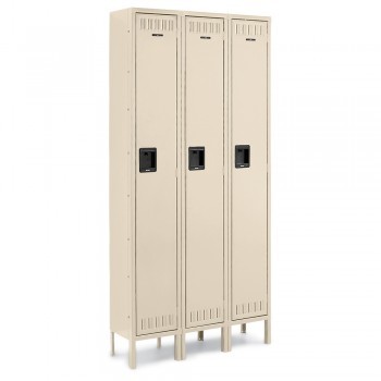 12x12x60" Openings - 1-Tier Locker - 3 Lockers Wide - Welded - Putty