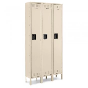 12x15x60” Openings - 1-Tier Locker - 3 Lockers Wide - Welded - Putty