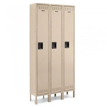 12x15x60” Openings - 1-Tier Locker - 3 Lockers Wide - Welded - Sand