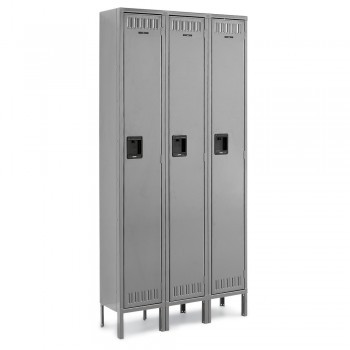 12x12x60" Openings - 1-Tier Locker - 3 Lockers Wide - Welded - Medium gray