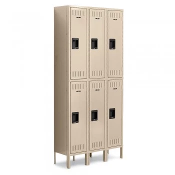 12x18x30” Openings - 2-Tier Locker - 3 Lockers Wide - Welded - Sand