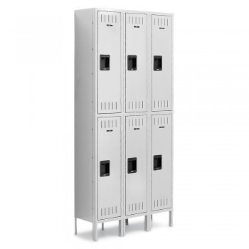 15x15x36" Openings - 2-Tier Locker - 3 Lockers Wide - Welded - Light gray