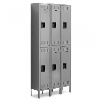 12x12x30" Openings - 2-Tier Locker - 3 Lockers Wide - Welded - Medium gray