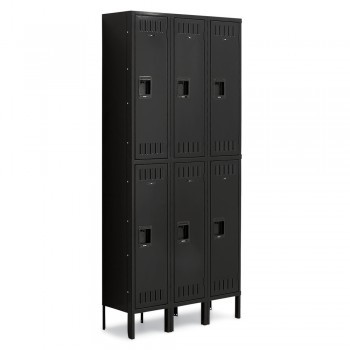 12x18x36" Openings - 2-Tier Locker - 3 Lockers Wide - Welded - Black