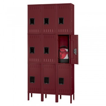 12x15x24" Openings - 3-Tier Locker - 3 Lockers Wide - Welded - Wine