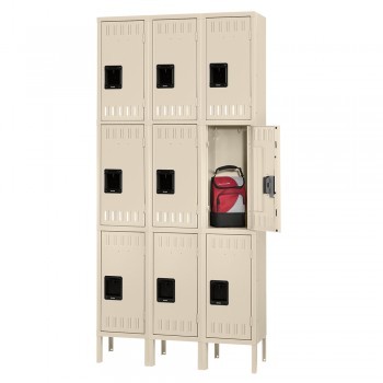12x18x24" Openings - 3-Tier Locker - 3 Lockers Wide - Welded - Putty