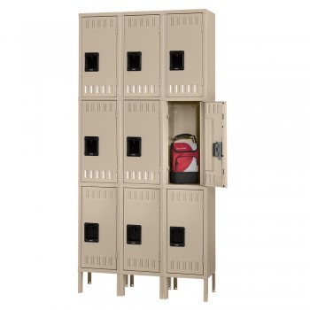12x18x24" Openings - 3-Tier Locker - 3 Lockers Wide - Welded - Sand