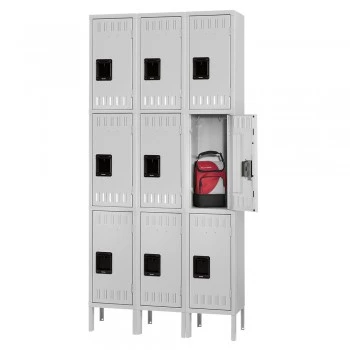 15x18x24" Openings - 3-Tier Locker - 3 Lockers Wide - Welded - Light gray