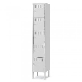 12x15x12" Openings - 5-Tier Locker - 1 Locker Wide - Welded - Light gray