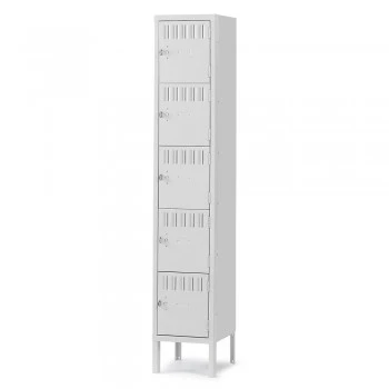 12x15x12" Openings - 5-Tier Locker - 1 Locker Wide - Welded - Light gray