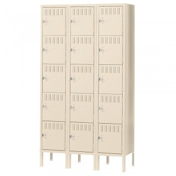 12x18x12" Openings - 5-Tier Locker - 3 Lockers Wide - Welded - Putty