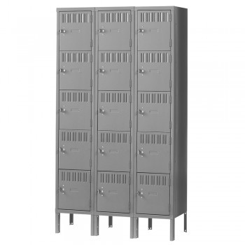 12x18x12" Openings - 5-Tier Locker - 3 Lockers Wide - Welded - Medium gray