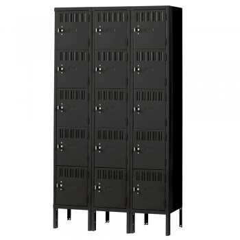 12x18x12" Openings - 5-Tier Locker - 3 Lockers Wide - Welded - Black