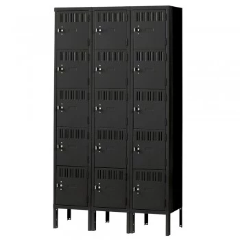 12x12x12" Openings - 5-Tier Locker - 3 Lockers Wide - Welded - Black