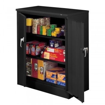 36"x18"x42" Deluxe Counter-Height Storage Cabinet- All Welded- Black