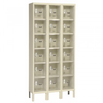 12x12x12" Openings - Safety View Plus 6-Tier Locker - 3 Lockers Wide - Set-Up