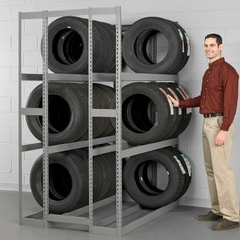 60"Wx42"Dx60"H Double-Entry Tire Racks - Starter Unit - GRAY