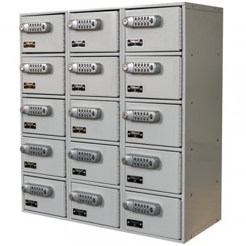 7-1/2 x11x5-1/2" Openings Cell Phone and Tablet Locker - 3 Lockers Wide - Electronic lock