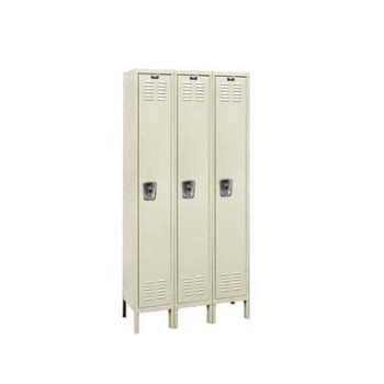 12x12x72" Opening - 1-Tier Locker -  Ready-Built Locker -3 Lockers Wide - Set Up - Putty