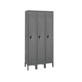 12x18x72" Opening - 1-Tier Locker -  Ready-Built Locker -3 Lockers Wide - Set Up - Gray