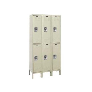 12x15x36" Openings - 2-Tier Locker -  Ready-Built Locker - 3 Lockers Wide - Set Up - Putty