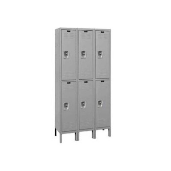 12x15x36" Openings - 2-Tier Locker -  Ready-Built Locker - 3 Lockers Wide - Set Up - Gray