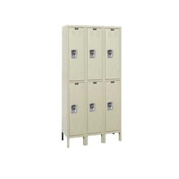 12x18x36" Openings - 2-Tier Locker -  Ready-Built Locker - 3 Lockers Wide - Set Up - Putty