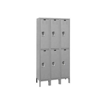 12x18x36" Openings - 2-Tier Locker -  Ready-Built Locker - 3 Lockers Wide - Set Up - Gray