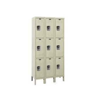 12x15x24" Openings - 3-Tier Locker -  Ready-Built Locker - 3 Lockers Wide - Set Up - Putty