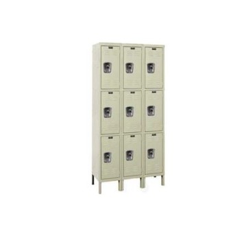 12x18x24" Openings - 3-Tier Locker -  Ready-Built Locker - 3 Lockers Wide - Set Up - Putty